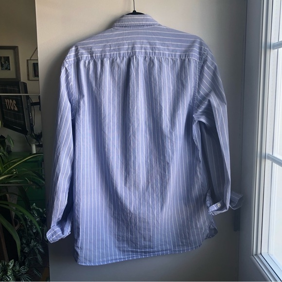 H&M L.O.G.G blue and white striped cotton button down shirt - Picture 2 of 6
